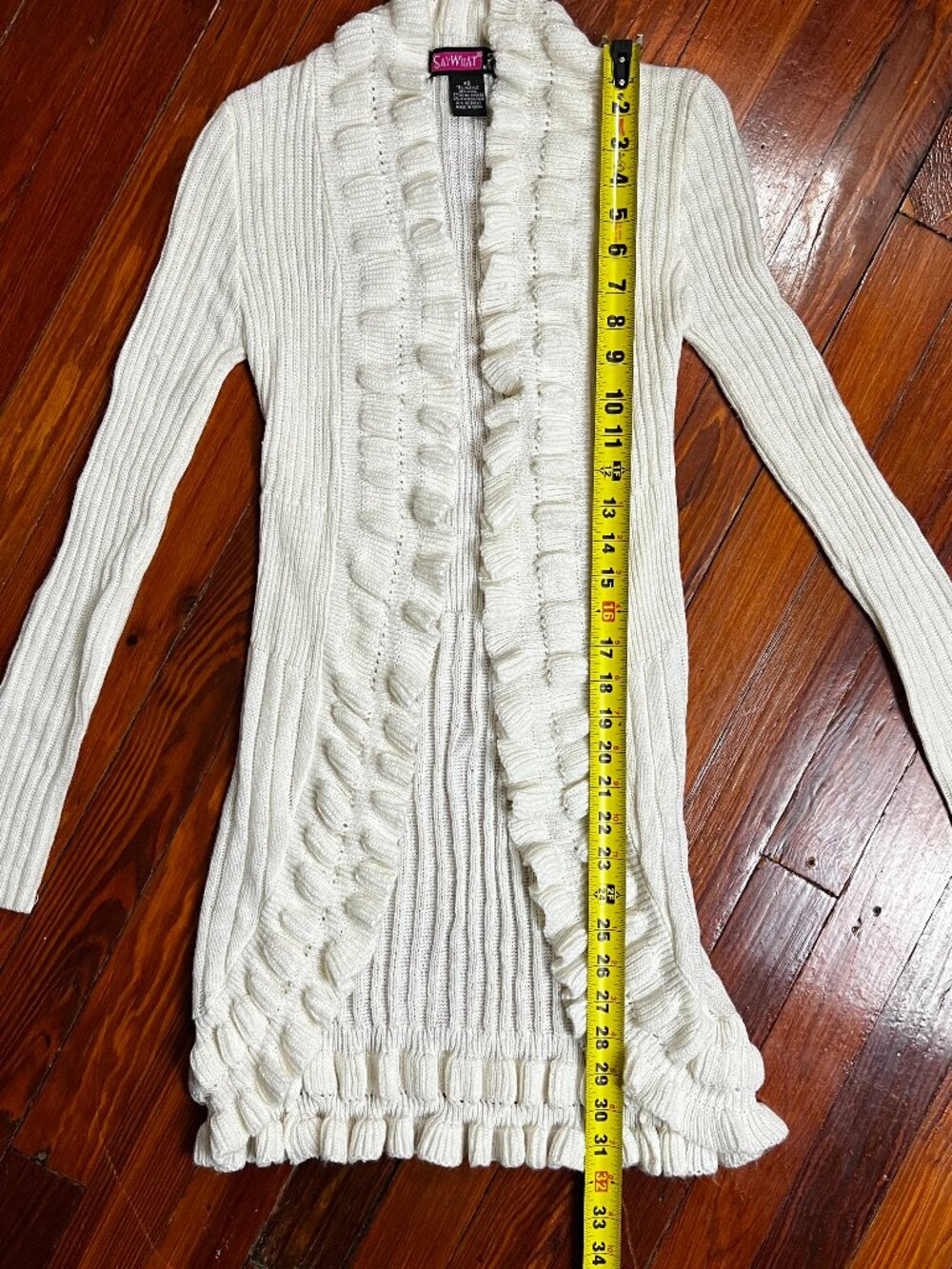 Ivory Ruffle Sweater Duster - Picture 8 of 13